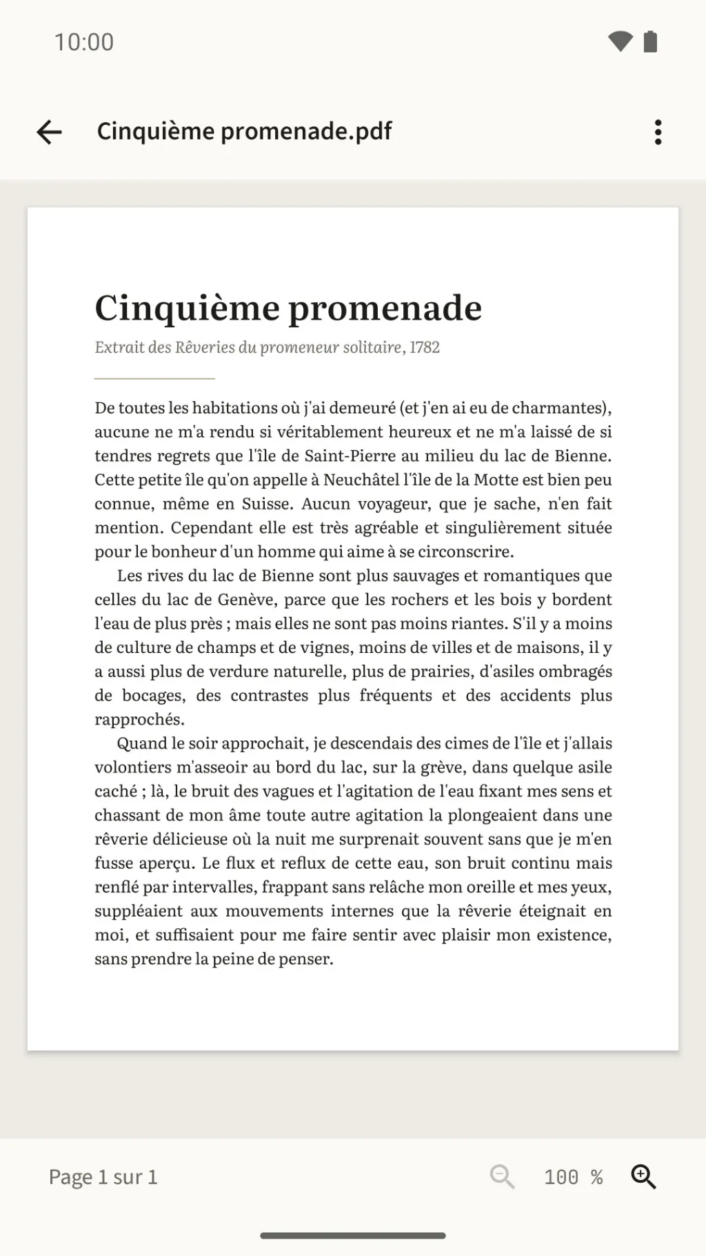 Un texte en PDF ouvert à la page 1 sur 1, ajusté à la largeur de l'écran, zoom à 100 %